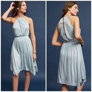 Anthropologie Light Blue Halter Tie Dress Size S